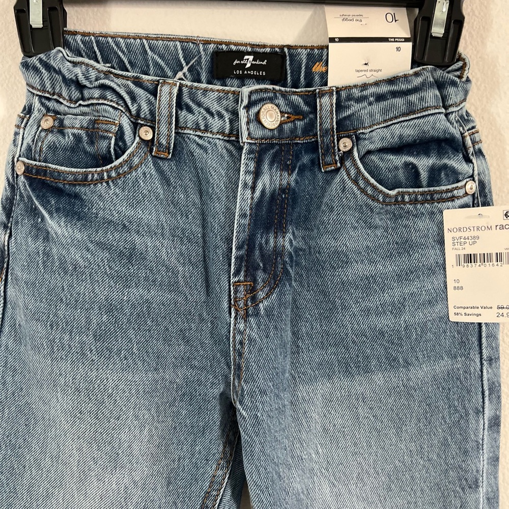Size 10 girls blue jeans with adjustable waist. 7 For all mankind brand. - Picture 2 of 13